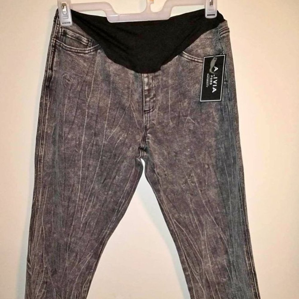 Alivia Ford women's maternity crop kick flare jean Pants XL denim W-356